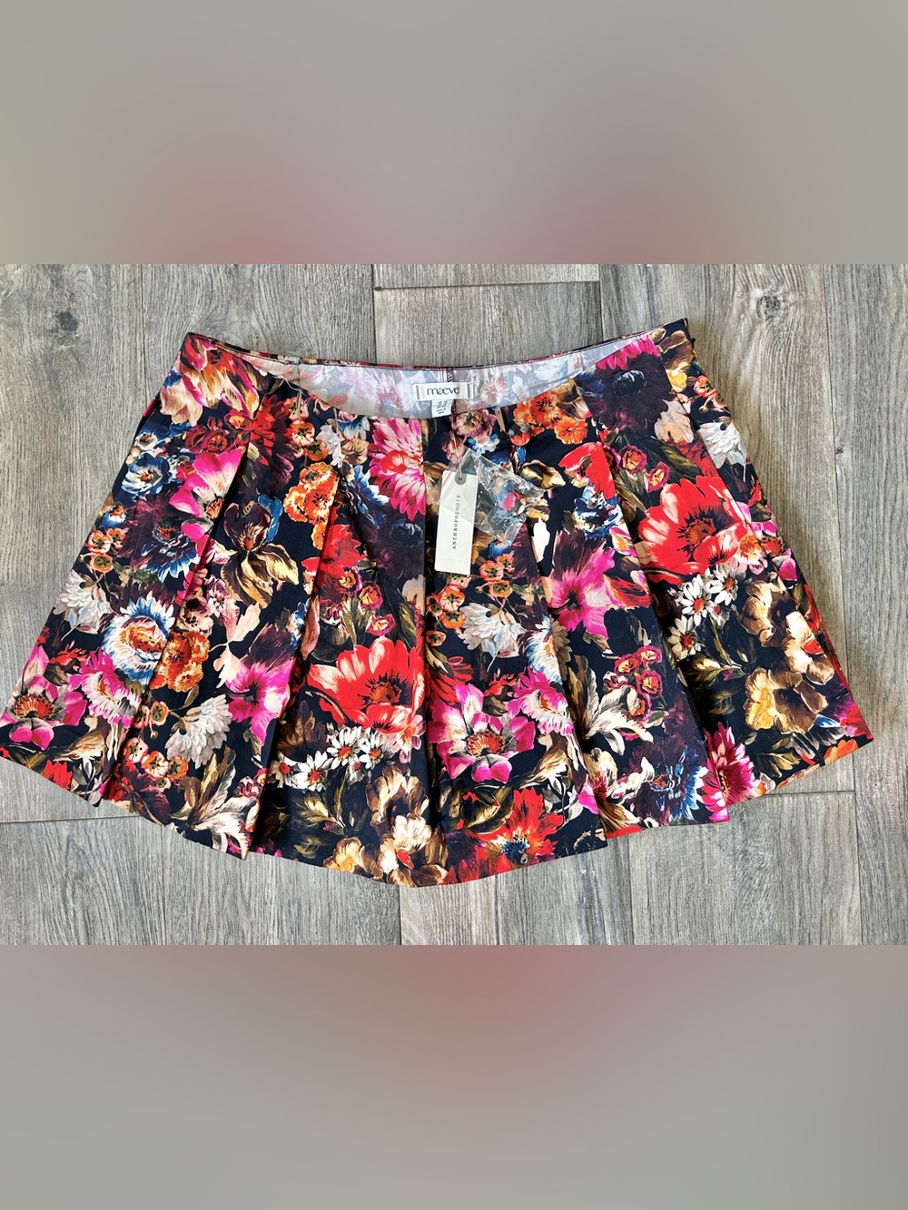Anthropologie Maeve Kiki Cotton Printed Pleated Floral Skort 10 NWT